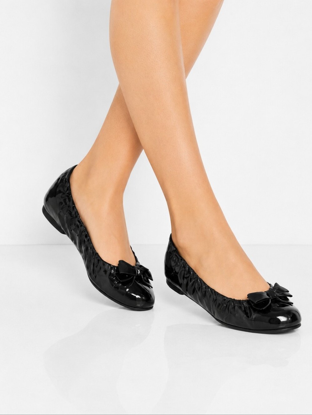 Prada "Sacchetto" Black Patent Leather Ballerina Flats Sz 37.5 Quiet Luxury CBK